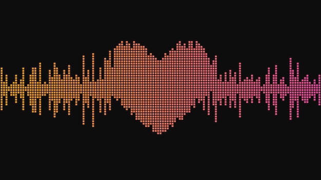 Vector sound wave. heart shape. music equalizer. abstract vector illustration