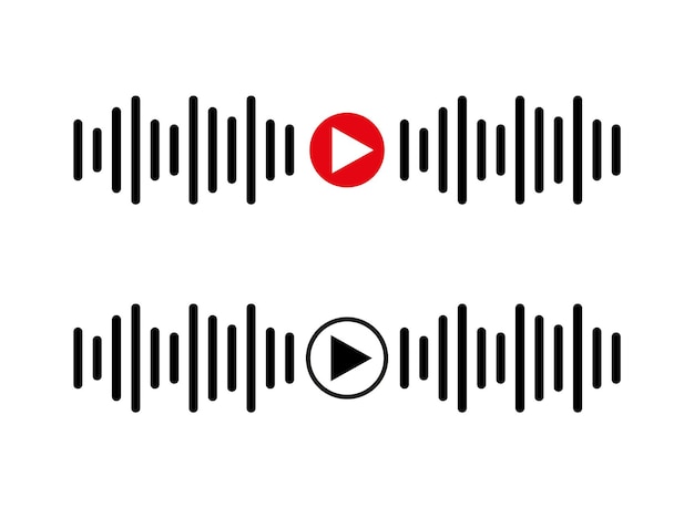 Sound wave icon podcast player interface music symbol sound wave loading progress bar and button