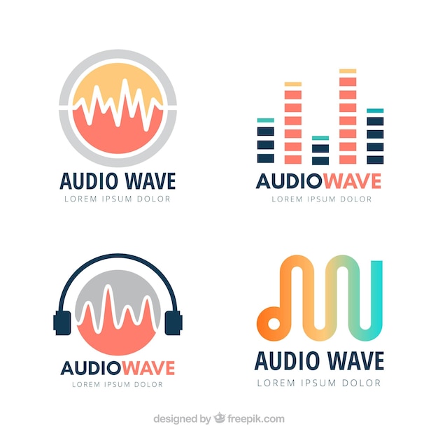 Sound wave logo collection with flat design