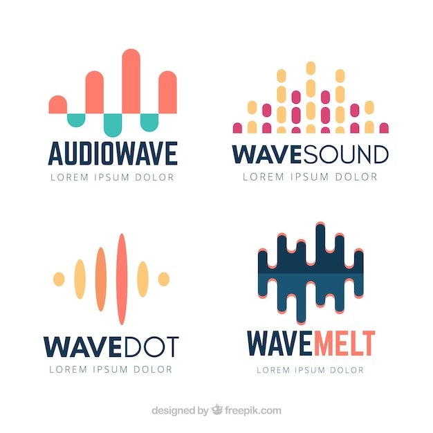 Vector sound wave logo collection with flat design