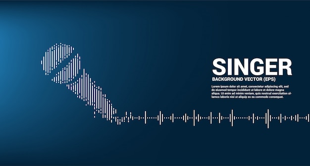 Icona microfono onda sonora sfondo equalizzatore. concetto grafico di stile visivo di karaoke e concerti