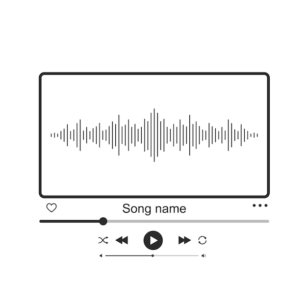 Sound wave music player interface audio player video player modern thin lines design