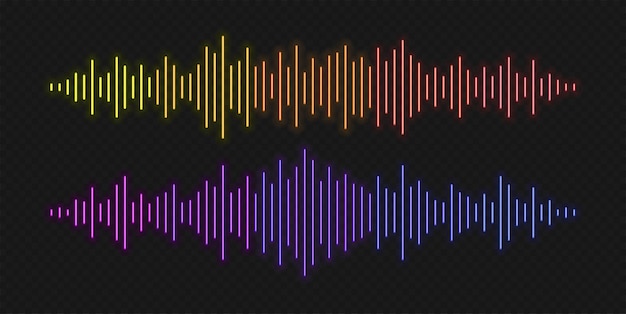 Vector sound wave neon rhythm with imitation of voice sound voice recognition concept