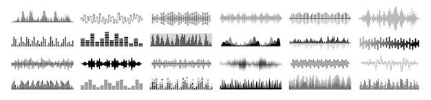 Sound wave set Soundwave amplitude sonic beat pulse voice visualization