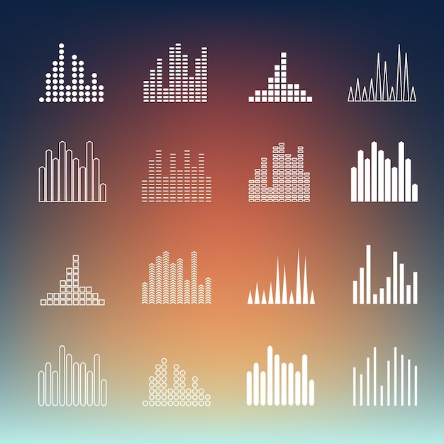 Sound wave shapes on blur background Equalizer variations