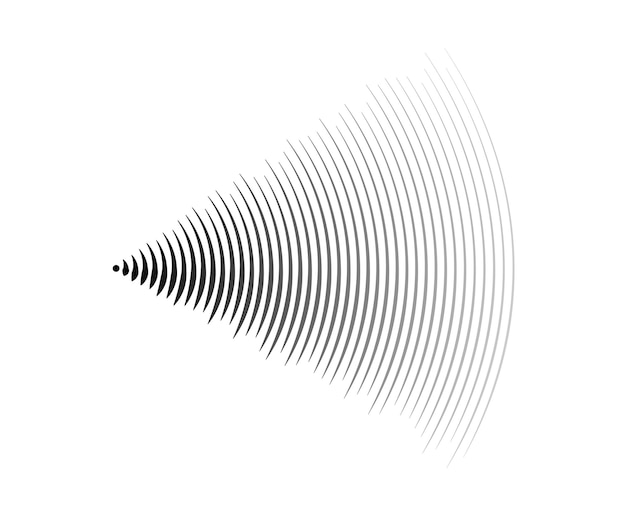 Sound wave signal. radio or music audio concept. epicentre or radar icon. radial signal or vibration