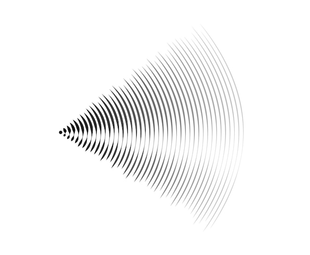 Sound wave signal. Radio or music audio concept. Epicentre or radar icon. Radial signal or vibration