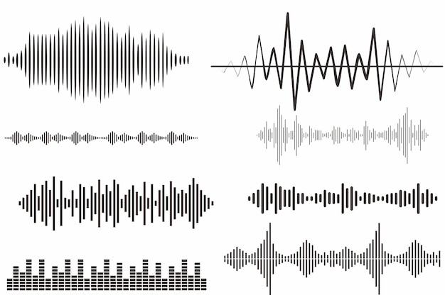 sound wave silhouette set on white background logo icon