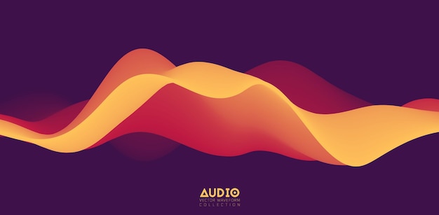 Sound wave visualiztion. 3D orange solid waveform. Voice sample pattern.