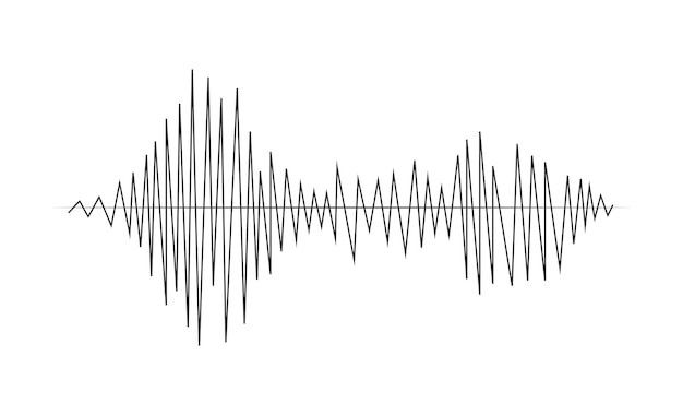 分離されたグラフィック デザインのオーディオと歌のイコライザーのベクトル図の黒い線信号と音波