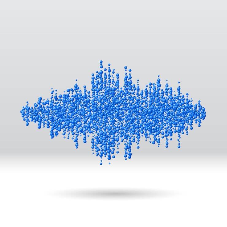 Vector sound waveform made of scattered balls