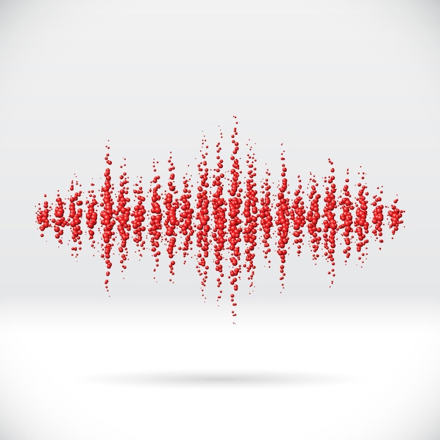 Vector sound waveform made of scattered balls