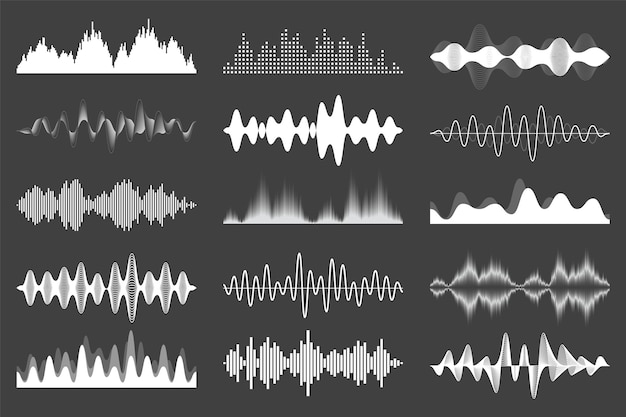Вектор Сбор звуковых волн аналоговый и цифровой аудиосигнал музыкальный эквалайзер помехи запись голоса