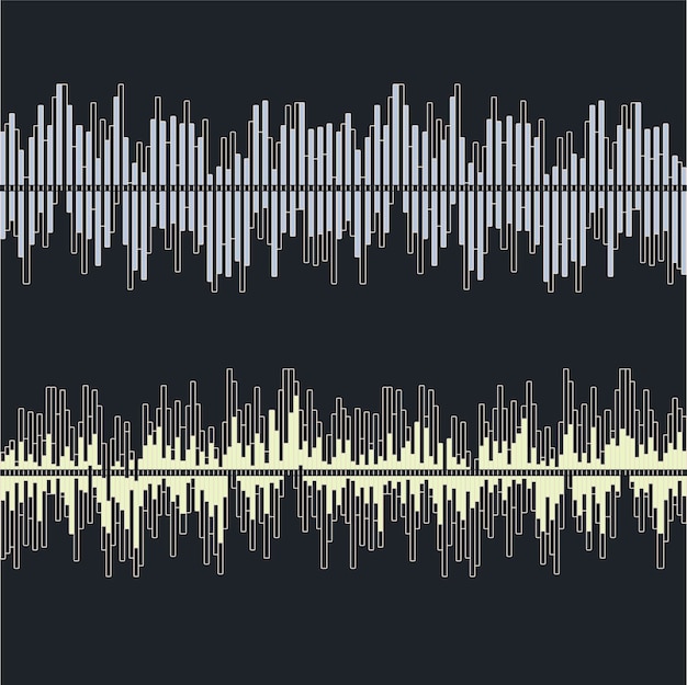 Sound waves collection on gray background flat isolated vector illustration