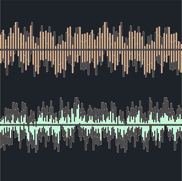 灰色の背景の平面分離ベクトル図の音波コレクション