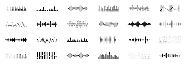 Vector sound waves icons set music frequency audio player