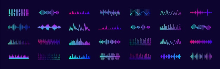 Vector sound waves icons set music frequency audio player