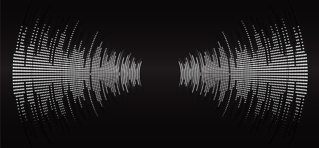 Sound waves oscillating dark black light