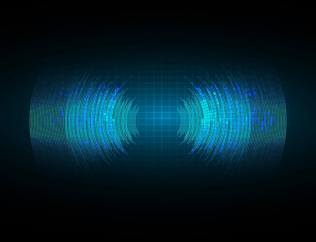 sound waves oscillating dark blue light