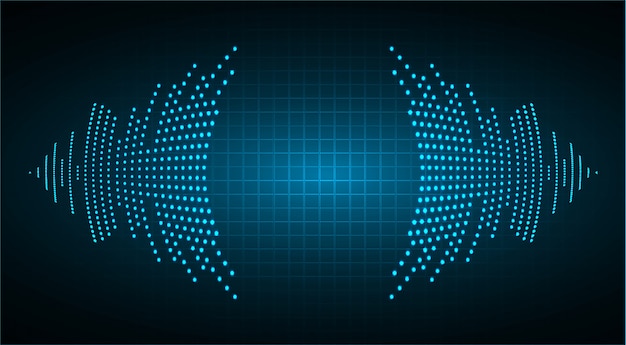 Onde sonore oscillanti luce blu scuro