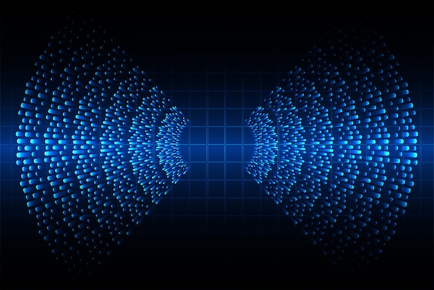 sound waves oscillating dark blue light