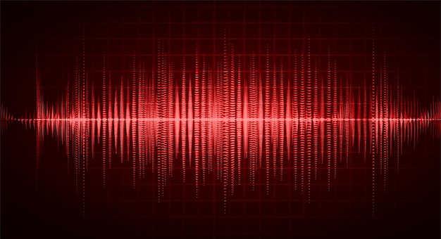 Sound waves oscillating dark red light