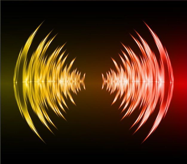 Sound waves oscillating dark red yellow light