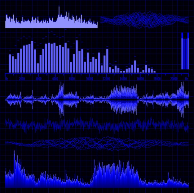 Sound waves set. music background.