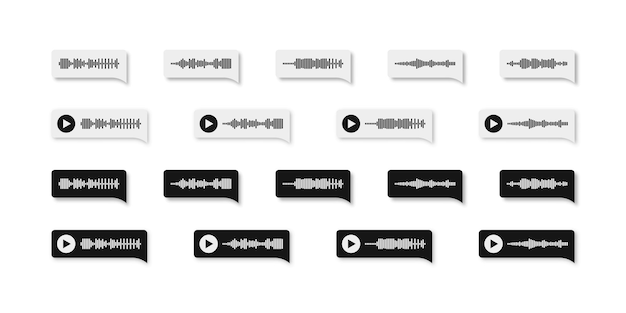벡터 음파 음성 메시지 스마트폰 앱 인터페이스 디자인 요소 채팅 음성 소셜 미디어 그림
