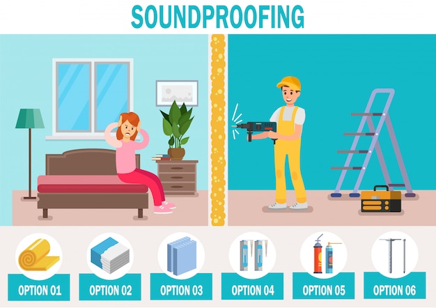 Soundproofing materials vector ad banner template