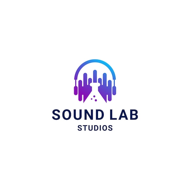 soundwave lab laboratorium logo ontwerp negatieve ruimte