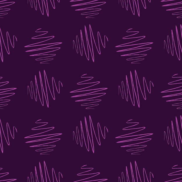 Soundwave seamless pattern. Curve waves background. Repeated texture in doodle style for fabric, wrapping paper, wallpaper, tissue. Vector illustration.