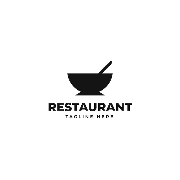 Soup bowl with spoon logo design Food meal restaurant catering vector design and illustration