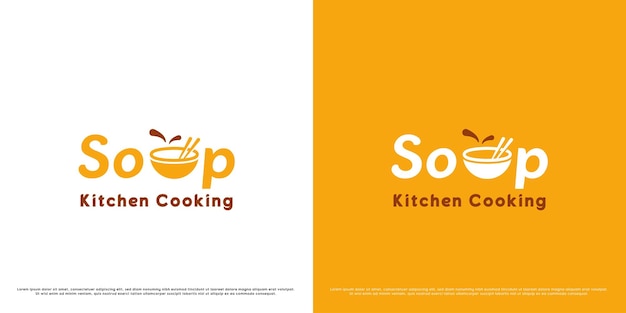 Soup culinary logo design illustration Silhouette shadow of food soup spoon broth culinary local