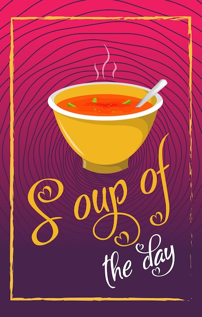 Суп дня Дизайн концепции еды Рисованной векторные иллюстрации
