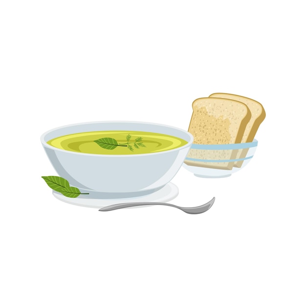 Soup european cuisine food menu item detailed illustration