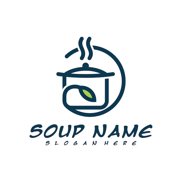 Soup logo design concept Food Cooking logo vector Kitchen logo with pot full of vegetables