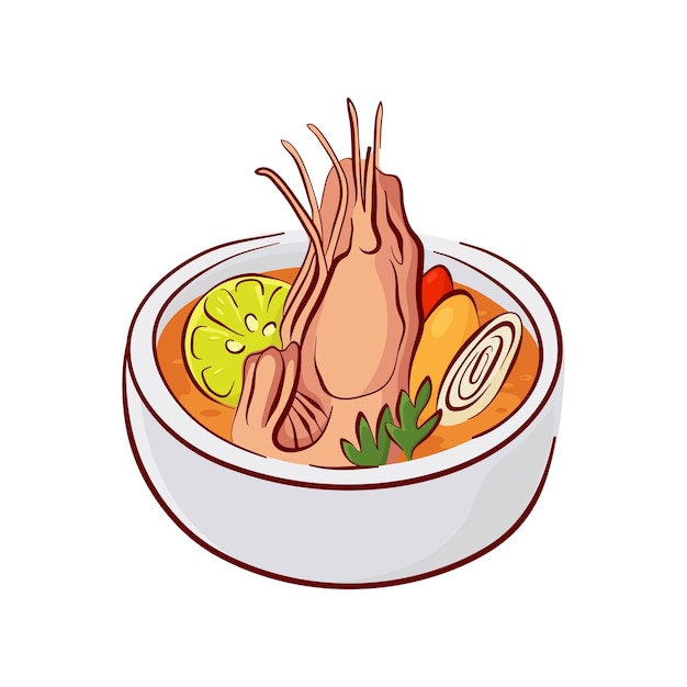シーフード調理ロブスター カラフルなベクトル イラストのスープ