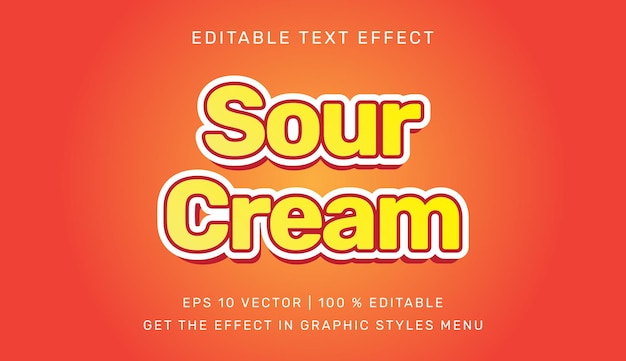 Sour cream 3d editable text effect template