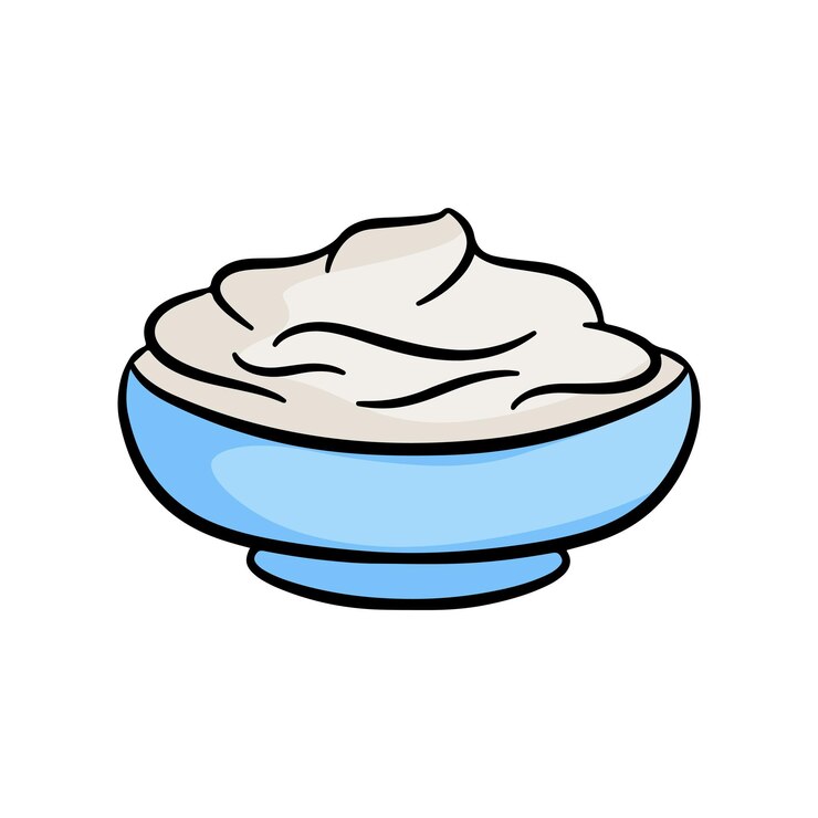 वेक्टर sour cream on plate contoured