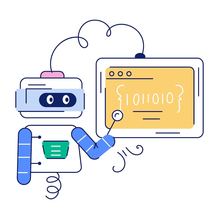 Vector source code doodle mini illustration