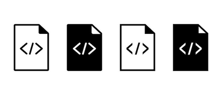 Vector source code vector icon outline file coding script sign programming development illustration
