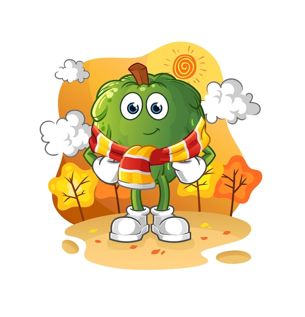 Soursop in the autumn. cartoon mascot vector