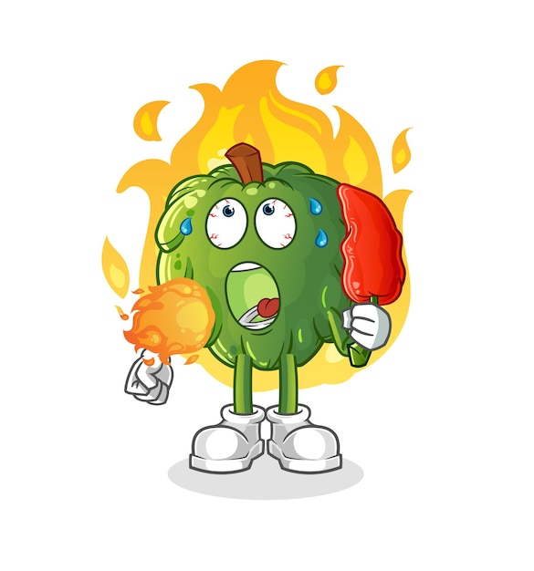 Soursop eat hot chilie mascot. cartoon vector