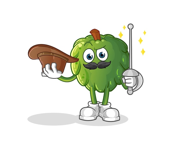 Soursop fencer character. cartoon mascot vector