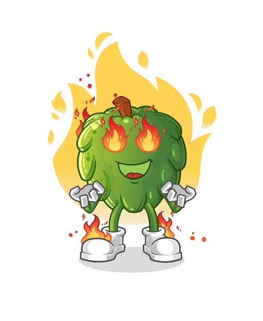 Vector soursop on fire mascot. cartoon vector