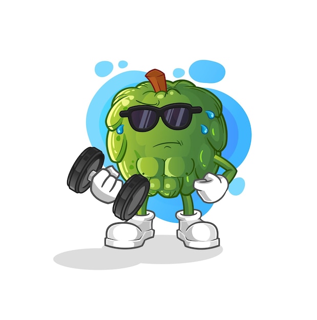 Soursop lifting dumbbell vector. cartoon character