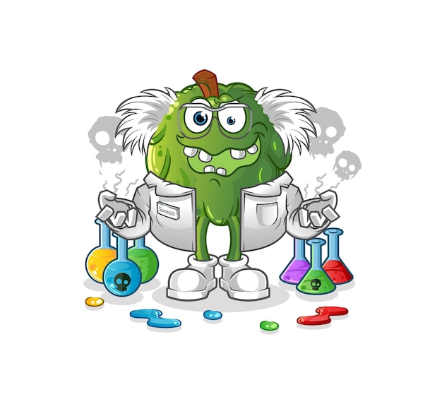 Иллюстрация сумасшедшего ученого сметанного яблока. вектор символов