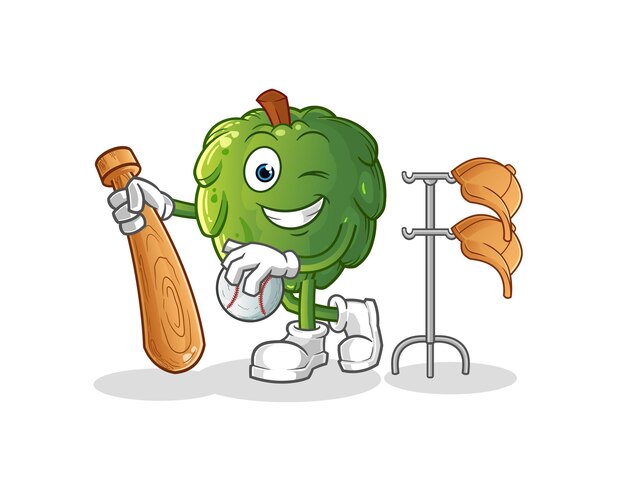 Vector soursop playing baseball mascot. cartoon vector