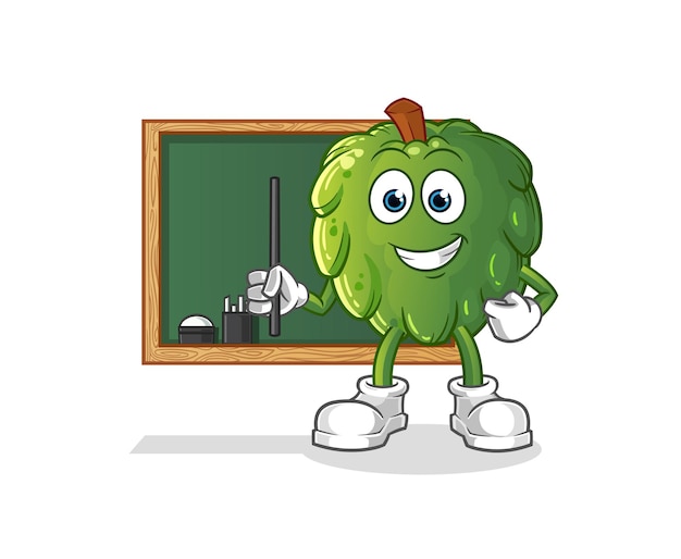Вектор учителя сметанного яблока. мультипликационный персонаж